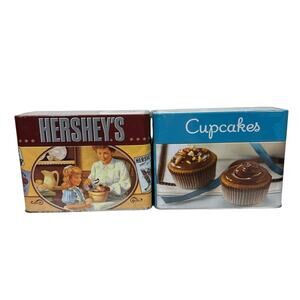 Hersheys Chocolate & Cupcakes Metal Tin Recipe Box w/ 99 Recipe Cards Sealed NEW